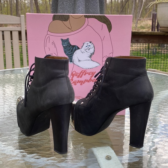 Jeffrey Campbell Lita-Cap Black Washed Silver Platform Shoes. - Picture 4 of 5